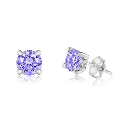Chanteur Hypoallergenic Kids Jewelry Accessories February CZ White Gold Palladium Plating Stud Earrings Surgical Titanium Posts