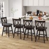 Tangkula Set of 4 Barstools Swivel Bar Height Chairs with Rubber Wood Legs - 3 of 4
