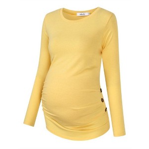 Maternity Shirt Side Button and Ruched Maternity Tunic Tops - 1 of 3
