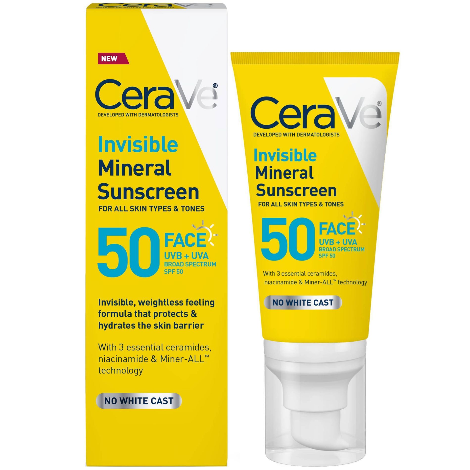 CeraVe Invisible Mineral Face Sunscreen - SPF 50 - 1.75 fl oz