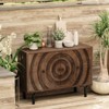 JIONJOY Modern Farmhouse 4-Door Storage Cabinet - Circular Wood Grain Buffet Sideboard with Metal Legs for Dining & Living Room - 4 of 4