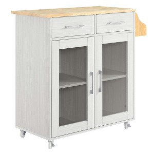 Modway Cuisine Kitchen Cart – Rolling Island with Storage Drawers, Open Shelves and Towel Rack for Home or Apartment - 1 of 4