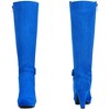 BLISSFUL STEP Low Platform Chunky Heels Buckle Knee High Boots for Women - 2 of 4