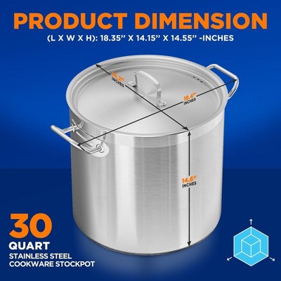 Nutrichef 30 Quart Stainless Steel Heavy Duty Induction Stockpot