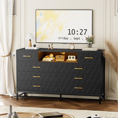 Whizmax 8 Drawer Dresser for Bedroom, 59" TV Dresser Wooden Large Dresser, Modern Chest of Drawers Storage Organizer for Closet, Living Room