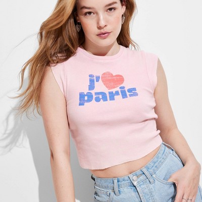 Women's Short Sleeve Graphic Baby T-Shirt - Wild Fable™ Blush M