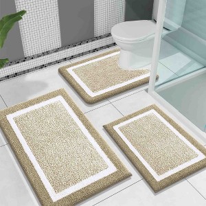 BAGOKIE 3 Piece Ultra-Soft Microfiber Bathroom Rug Set - 1 of 4