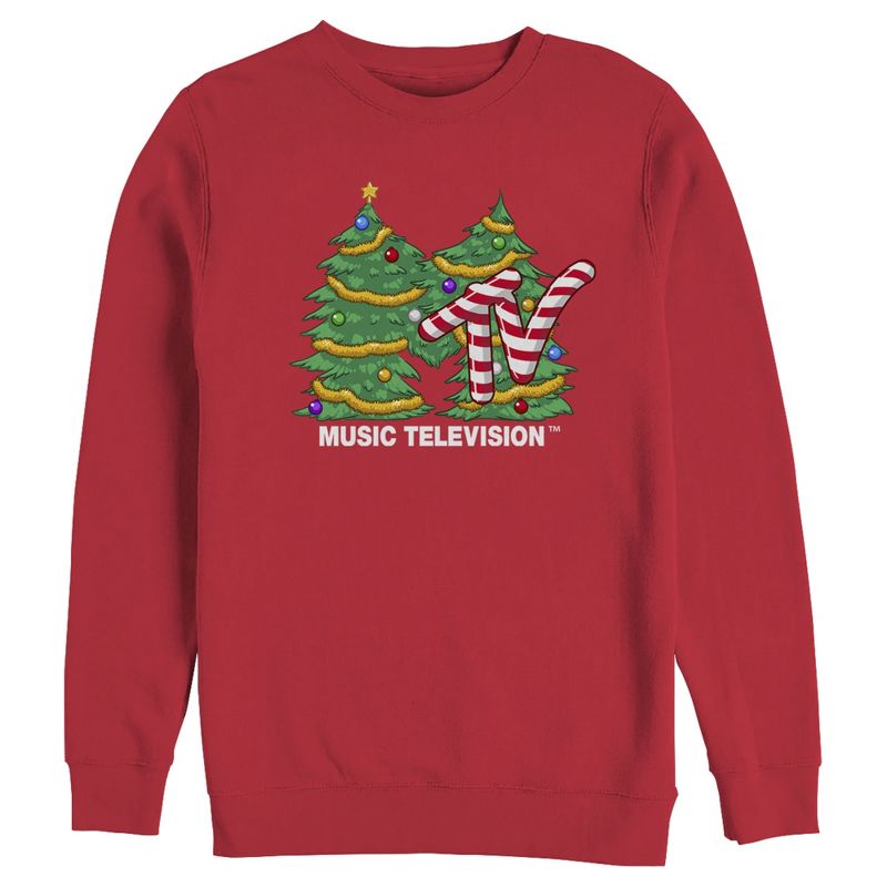 Men's MTV Christmas Tree Logo Sweatshirt, 1 of 4