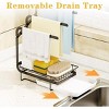 MaseiKar Kitchen sink sponge rack with drainage tray, kitchen sink organizer sponge brush soap tray metal rack - 3 of 4
