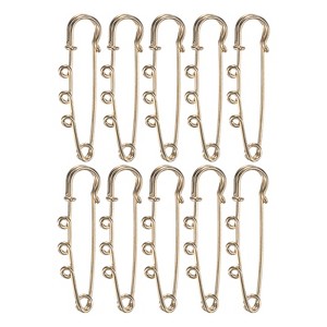 Unique Bargains Plated Metal Large Safety Pins with 3 Loops DIY Garment - 1 of 4