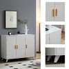 Ideboard With Wavy Texture Buffet Cabinet, White Accent Cabinet With Door, Modern Bookcase for Kitchen Living Room, Entrance Way - 3 of 4