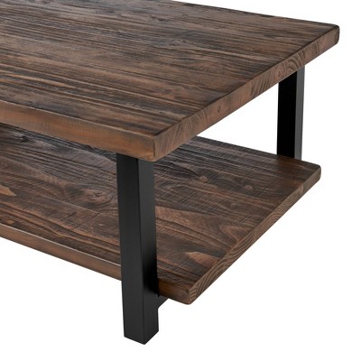 Pomona 48" Rustic Wood and Metal Coffee Table with Shelf
