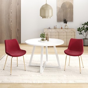 NicBex Round Dining Table Set Morden Kitchen Table for 2 with Trestle Base and 2 Velvet Chairs for Home Office - 1 of 4