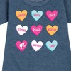 - Barbie - Candy Hearts Graphic Short Sleeve Fleece Dress - 2 of 4