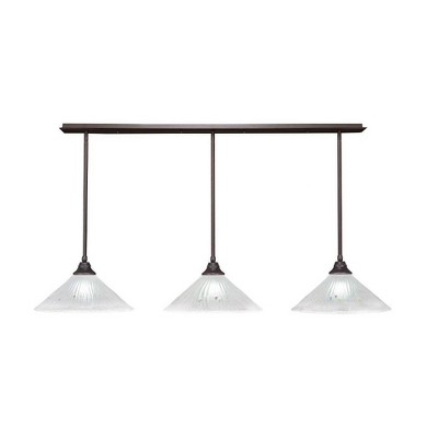 Toltec Lighting Stem 3 - Light Chandelier in  Dark Granite with 16" Frosted Crystal Shade
