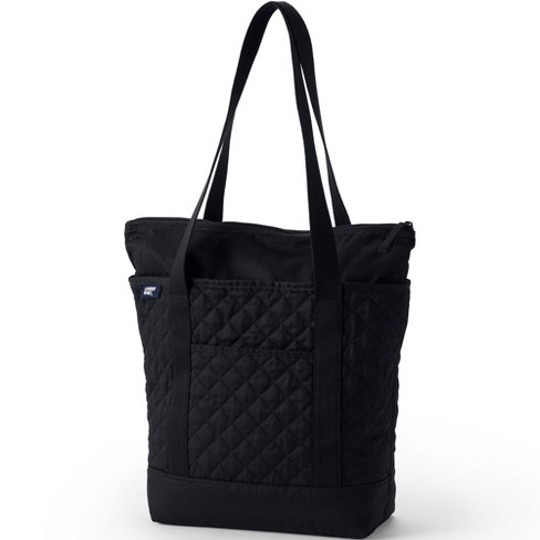 Lands End Medium Classic Quilted Tote Bag One Size Fits Most Black