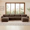 AENKYO 149" Oversized 6-Seater Sectional Sofa with 2 Ottomans, Convertible Sleeper - No Assembly Required for Living Room Sofa, Chocolate - 3 of 4