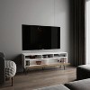 Vynxaria Modern TV Stand, 2 Doors, 3 Shelves, 5 Legs, White and Wood Finish - 4 of 4