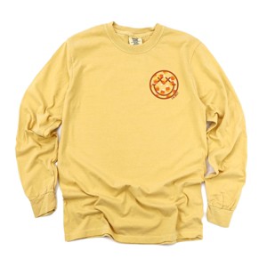 S.W.Smiley Candy Corn Smile - Women's Garment Dyed Long Sleeve Graphic T-Shirt - 1 of 4