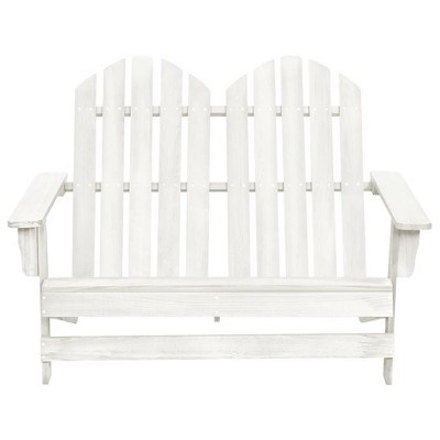 vidaXL Solid Wood 2-Seater Adirondack Chair, White - Comfortable Outdoor Patio and Garden Furniture with Ergonomic Design and Sturdy Frame