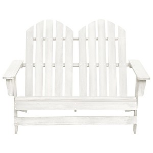 vidaXL Solid Wood 2-Seater Adirondack Chair, White - Comfortable Outdoor Patio and Garden Furniture with Ergonomic Design and Sturdy Frame - 1 of 4