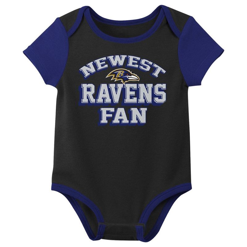 NFL Baltimore Ravens Infant Boys&#39; 3pk Bodysuit, 2 of 5