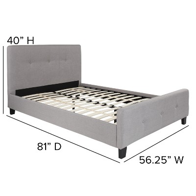 Tribeca Light Gray Full Upholstered Platform Bed with Metal Headboard