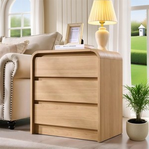 Nightstand with Charging Station, 25" Tall Modern Wood Bedside Table with 3 Storage Drawers, End Table for Bedroom, Living Room - 1 of 4