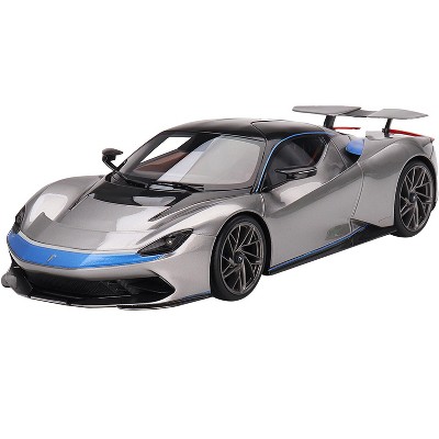 2019 Automobili Pininfarina Battista Grigio Luserna Silver Met w/Iconica Blu Blue Accents & Black 1/18 Model Car by Top Speed