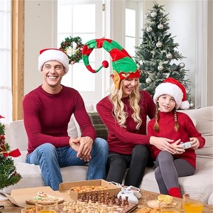 Joyfy Giggling Getup Unisex Christmas Hat - Elf Red & Green Striped Hats for Adults, Warm for Xmas Party Gifts - 1 of 4