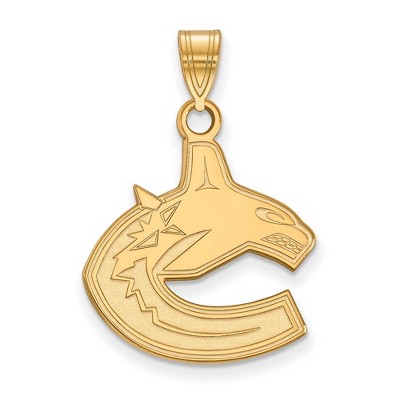 Black Bow Jewelry 10k Yellow Gold Vancouver Canucks NHL Large Pendant
