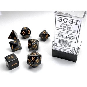 Chessex Opaque Polyhedral 7-Die Set: Black/gold Chessex - 1 of 1