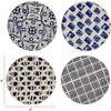 Storied Home 4-Piece Round Stoneware Coasters with Pattern, Blue and White - 2 of 4