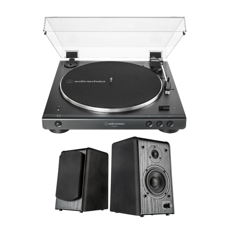 Audio-Technica AT-LP60XBT Bluetooth Turntable (Black) bundle with Speakers Pair, 2 of 4