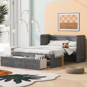 Full/Queen Size Murphy Bed with USB Port and a Large Drawer - ModernLuxe - 1 of 4