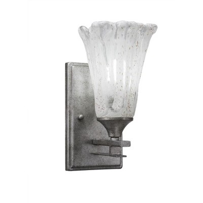 Toltec Lighting Uptowne 1 - Light Sconce in  Aged Silver with 5.5" Fluted Italian Ice Shade