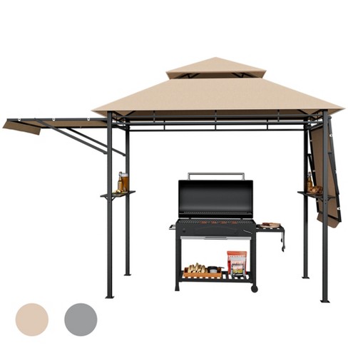 Tangkula 13.5 x 4 patio Bbq Grill Gazebo Side Awnings Shelves 2