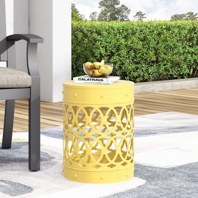 Maggift Patio End Tables, Stylish End Tables for Indoor and Outdoor Use, Ideal for Gardens, Backyard, Special Design, Yellow, 13.75"*13.75"*18"