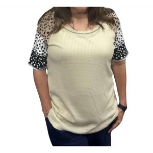 Women's Printed Short Sleeve Tee Top - BiBi - 1 of 1