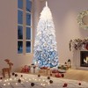 Snow Flocked Pencil Christmas Tree, Slim Artificial Christmas Tree with Sturdy Metal Stand, Skinny Xmas Tree Holiday Decoration for Home Office Dedor - 4 of 4