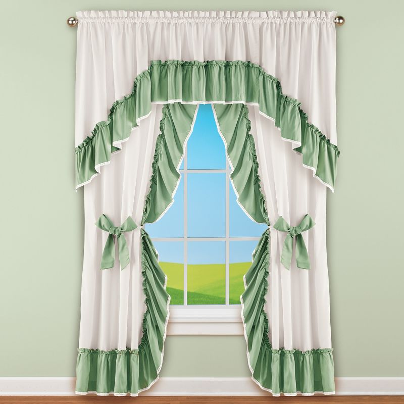 Collections Etc Ruffled Edge Lace Trim Window Curtain Drapes, Single Panel,, 3 of 5