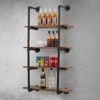 24" Industrial Iron Pipe Shelving, 4-Tier Wall Mount Rustic Floating Shelves,  Vintage Retro Wall Shelving for Living Room, Kitchen, Bar - 2 of 4