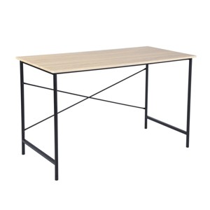 FurnitureR 47.2" Home Office Writing Desk - Simple Computer Desk with Sturdy Metal Legs, Study Table for Small Spaces, Laptop Workstation, Oak - 1 of 4
