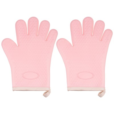 Unique Bargains Heat Resistant Kitchen Textiles Soft Lining Silicone Oven Mitts 2 Pcs