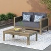 Coolbibila-Loveseat And Coffee Table Set With Cushions, Outdoor Acacia Wood Lounge Chair And Wicker Coffee Table - 2 of 4