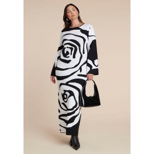 ELOQUII Intarsia Long Sleeve Dress - 1 of 3