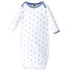 Hudson Baby Infant Boy Cotton Long-Sleeve Gowns 3pk, Blue Whales, 0-6 Months - 4 of 4