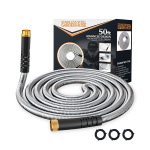 GardenJoy Stainless Steel Garden Hose with 3/4 in. Fittings - Silver - 1 of 4