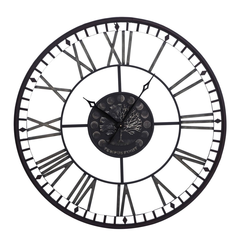 Photos - Wall Clock Metal Analog Roman Numerical  Black - StyleCraft