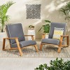 Paloma 2pk Outdoor Acacia Wood Club Chairs with Cushions - Teak/Dark Gray - Christopher Knight Home - 2 of 4